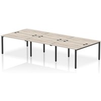 Impulse Bench B2B 6 Person 1200 Black Frame Office Bench Desk Grey Oak