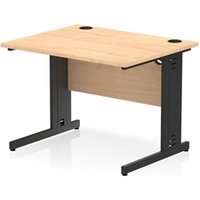 Impulse 1000x800mm Straight Desk Maple Top Black Cable Managed Leg
