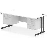 Impulse 1800x800 Desk Cantilever White/Black 2 & 3 Drawer Fixed Peds