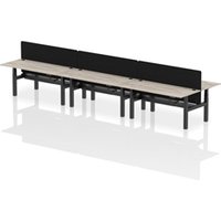 Air B2B 1800x800mm Adjustable 6P Bench Desk CP Grey Oak/Black + Screen