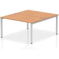 Impulse Bench B2B 2 Person 1400 Silver Frame Office Bench Desk Oak