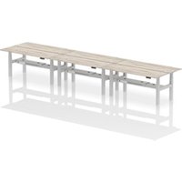 Air B2B 1800x600mm Height Adjustable 6P Bench Desk CP Grey Oak/Silver