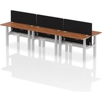 Air B2B 1200x600mm Adjustable 6P Bench Desk CP Walnut/Silver + Screen