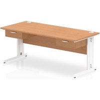 Impulse 1800x800 Desk Oak/White Cable Managed Leg 2x1 Drawer Fixed Ped