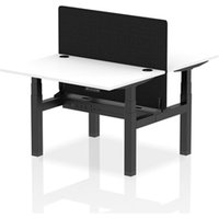 Air Back - to - Back 1200 x 800mm Height Adjustable 2 Person Bench Office Desk White Top - Cable Ports Black Frame - Black Straight Screen