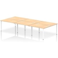 Impulse Bench B2B 6 Person 1200 White Frame Office Bench Desk Maple