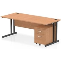 Impulse 1800 x 800mm Straight Office Desk Oak Top Black Cantilever Leg