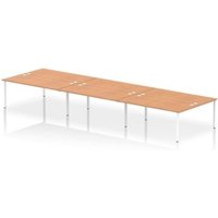 Impulse Bench B2B 6 Person 1800 White Frame Office Bench Desk Oak