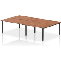 Evolve Plus 1400mm B2B 4 Person Office Bench Desk Walnut Top Black