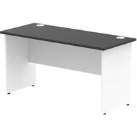 Impulse 1400x600mm Straight Office Desk Black Top White Panel End Leg