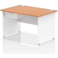 Impulse 1200 x 800mm Straight Office Desk Oak Top White Panel End Leg
