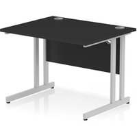 Impulse 1000 x 800mm Straight Office Desk Black Top Silver Cantilever