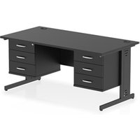 Impulse 1600x800 Desk Black/Black Cable Managed 2x3 Drawer Fixed Peds