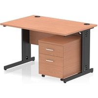 Impulse 1200x800 Desk Beech/Black Cable Managed Leg 2 Dr Mobile Ped