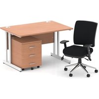 Impulse 1200 Desk Beech/White Cantilever 3 Dr Mobile Ped Black Chair