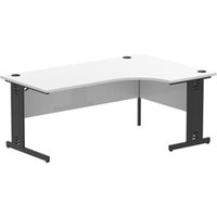 Impulse 1800 RH Crescent Desk White Top Black Cable Managed Leg
