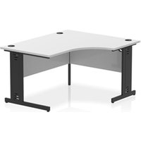 Impulse 1400 RH Crescent Desk White Top Black Cable Managed Leg