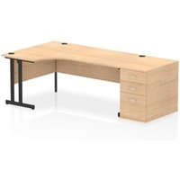 Impulse 1800 LH Crescent Desk Cantilever Maple/Black 800 Desk High Ped