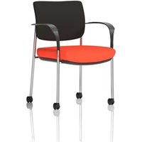 Brunswick Deluxe With Arms Chrome Frame With Castors Black Fabric Back