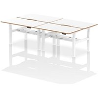 Air B2B Oslo 1400x800 Adjustable 4P Bench Desk Wood Edge White/White
