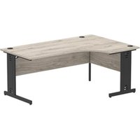 Impulse 1800 RH Crescent Desk Grey Oak Top Black Cable Managed Leg