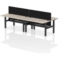 Air B2B 1600x800mm Adjustable 4P Bench Desk CP Grey Oak/Black + Screen