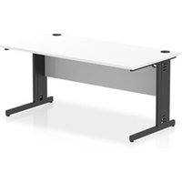 Impulse 1600x800mm Straight Desk White Top Black Cable Managed Leg