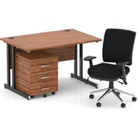 Impulse 1200 Desk Walnut/Black Cantilever 3 Dr Mobile Ped Black Chair