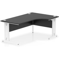 Impulse 1800 RH Crescent Desk Black Top White Cable Managed Leg