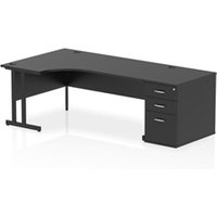 Impulse 1800 LH Crescent Desk Black/Black Cantilever 800 Desk High Ped
