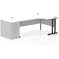 Impulse 1800 RH Crescent Desk Cantilever White/Black 800 Desk High Ped