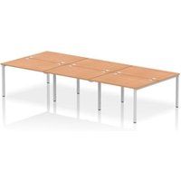 Impulse Bench B2B 6 Person 1200 Silver Frame Office Bench Desk Oak