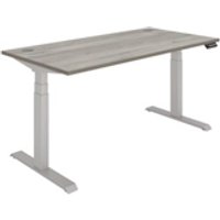 TC Office Rectangular Dual Motor Sit Stand Desk - 1600X800 - Grey Oak/Silver