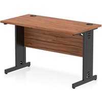 Impulse 1200x600mm Straight Desk Walnut Top Black Cable Managed Leg
