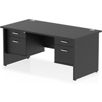 Impulse 1600 x 800mm Straight Office Desk Black Top Panel End Leg