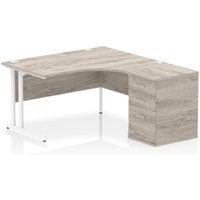 Impulse 1400 RH Crescent Desk Cantilever Leg Grey Oak/White 600 DH Ped