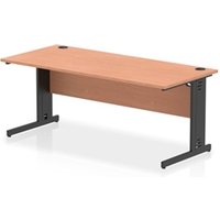 Impulse 1800x800mm Straight Desk Beech Top Black Cable Managed Leg