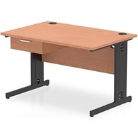 Impulse 1200x800 Desk Beech/Black Cable Managed Leg 1 Dr Fixed Ped