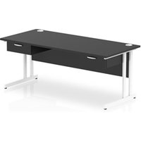 Impulse 1800x800 Desk Black/White Cantilever Leg 2x1 Drawer Fixed Ped