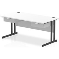 Impulse 1600x800 Desk Cantilever Leg White/Black 2x1 Drawer Fixed Ped