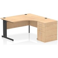 Impulse 1400 RH Crescent Desk Maple Top Black Cable Managed 600 DH Ped