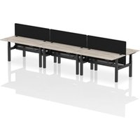 Air B2B 1600x800mm Adjustable 6P Bench Desk CP Grey Oak/Black + Screen