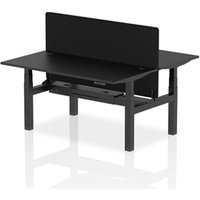 Air Back - to - Back 1600 x 800mm Height Adjustable 2 Person Bench Office Desk Black Top - Cable Ports Black Frame - Black Straight Screen