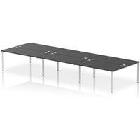 Impulse Bench B2B 6 Person 1600 Silver Frame Office Bench Desk Black