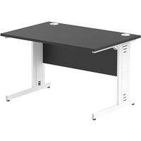 Impulse 1200x800mm Straight Desk Black Top White Cable Managed Leg
