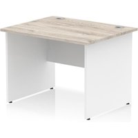 Impulse 1000 x 800mm Straight Office Desk Grey Oak Top White Panel End