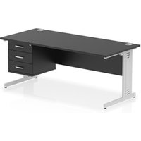 Impulse 1800x800 Desk Black/Silver Cable Managed Leg 3 Dr Fixed Ped