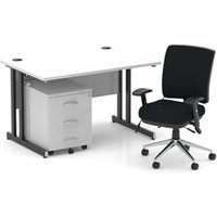 Impulse 1200 Desk Cantilever White/Black 3 Dr Mobile Ped Black Chair