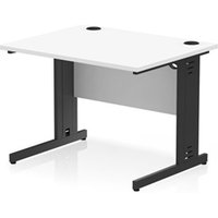 Impulse 1000x800mm Straight Desk White Top Black Cable Managed Leg