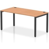 Impulse Bench Single Row 1600 Black Frame Office Bench Desk Oak